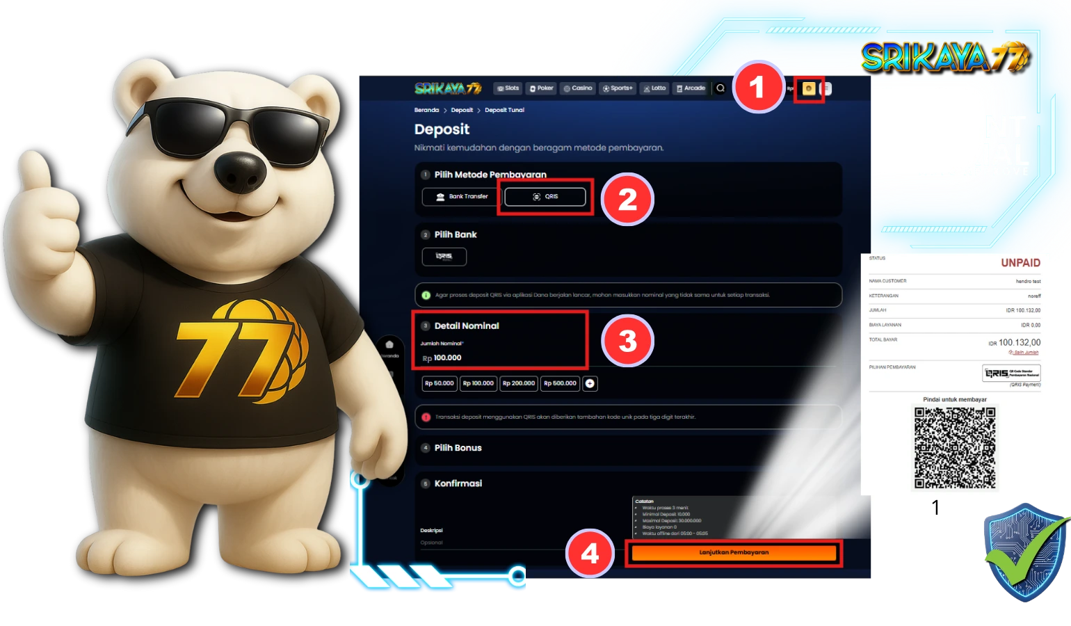 Tutorial cara deposit QRIS di Srikaya77